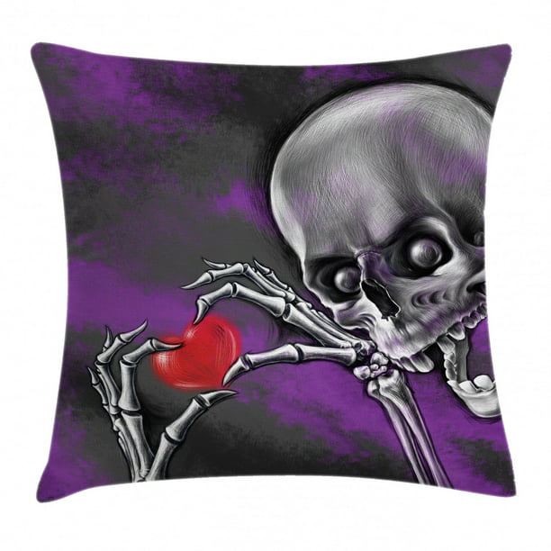 Multicolor 16x16 Spooky Skeleton Halloween Party Gift Skull Pipe Smoking Halloween Costume Party Skeleton Throw Pillow 